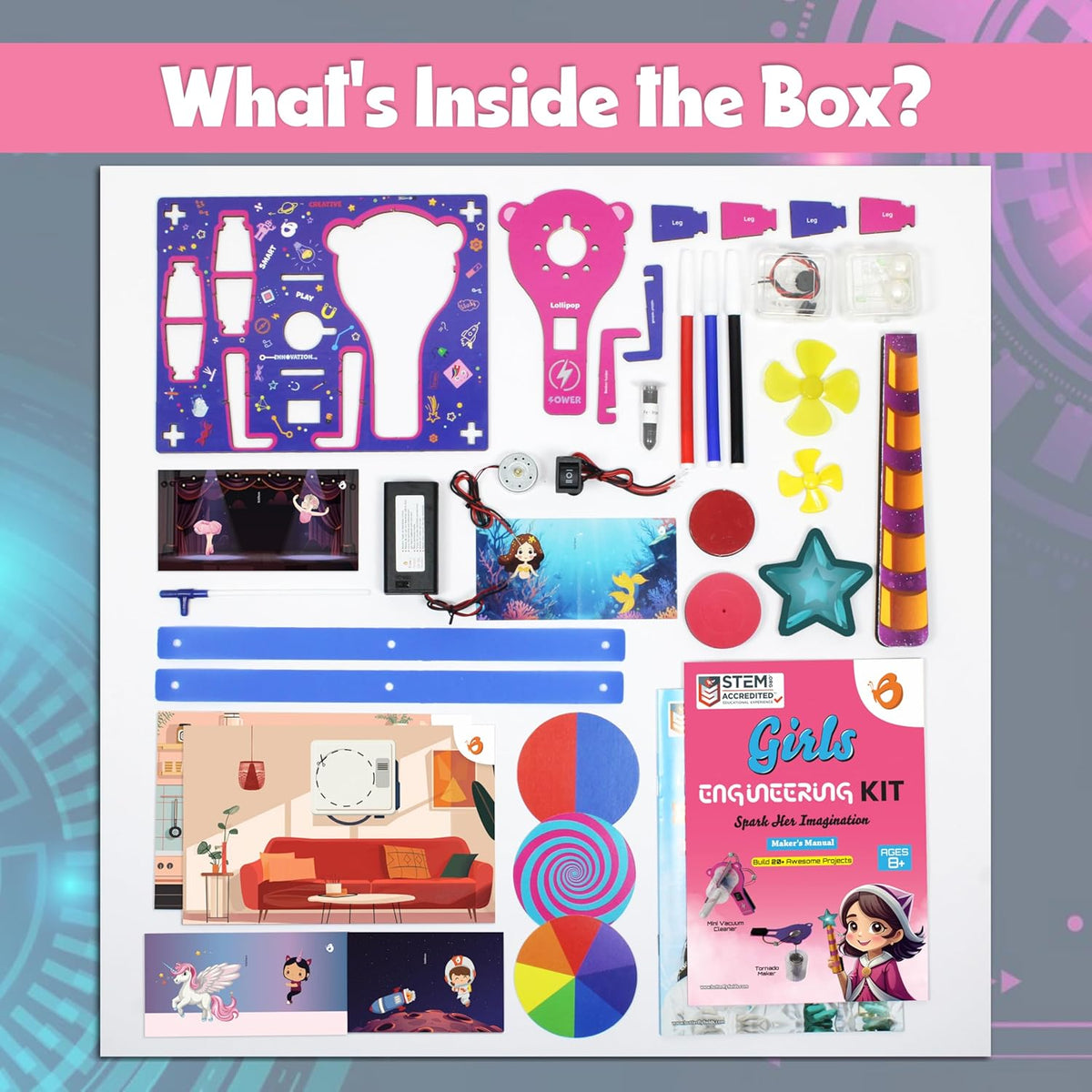 Butterfly EduFields 100+ STEM Projects | Girls Mini Engineering Kit for Ages 8 10 12 15 Years |