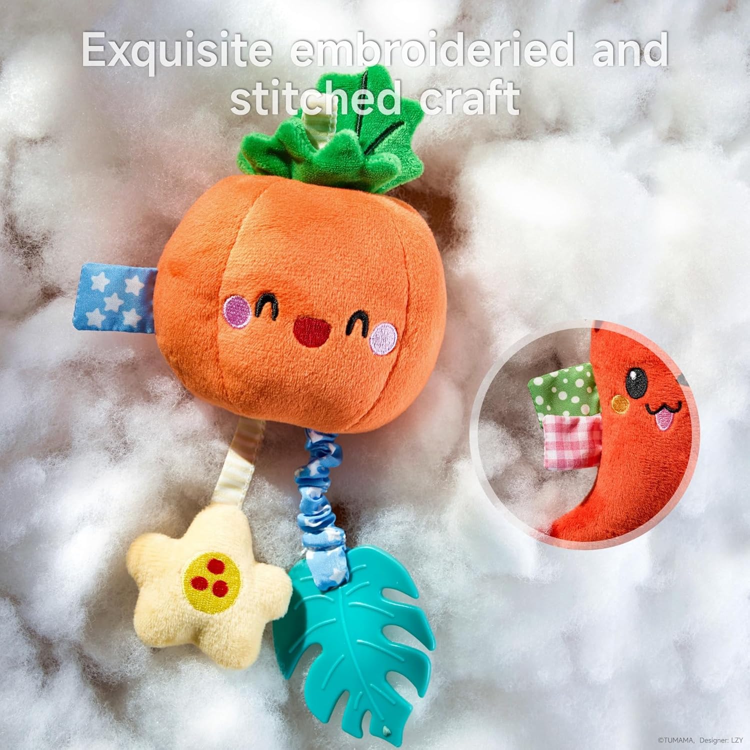 TUMAMA Hanging Baby Toys, 4 Pack Vegetable Crib Stroller Baby Gym Mobile Plush Toys, Early Baby