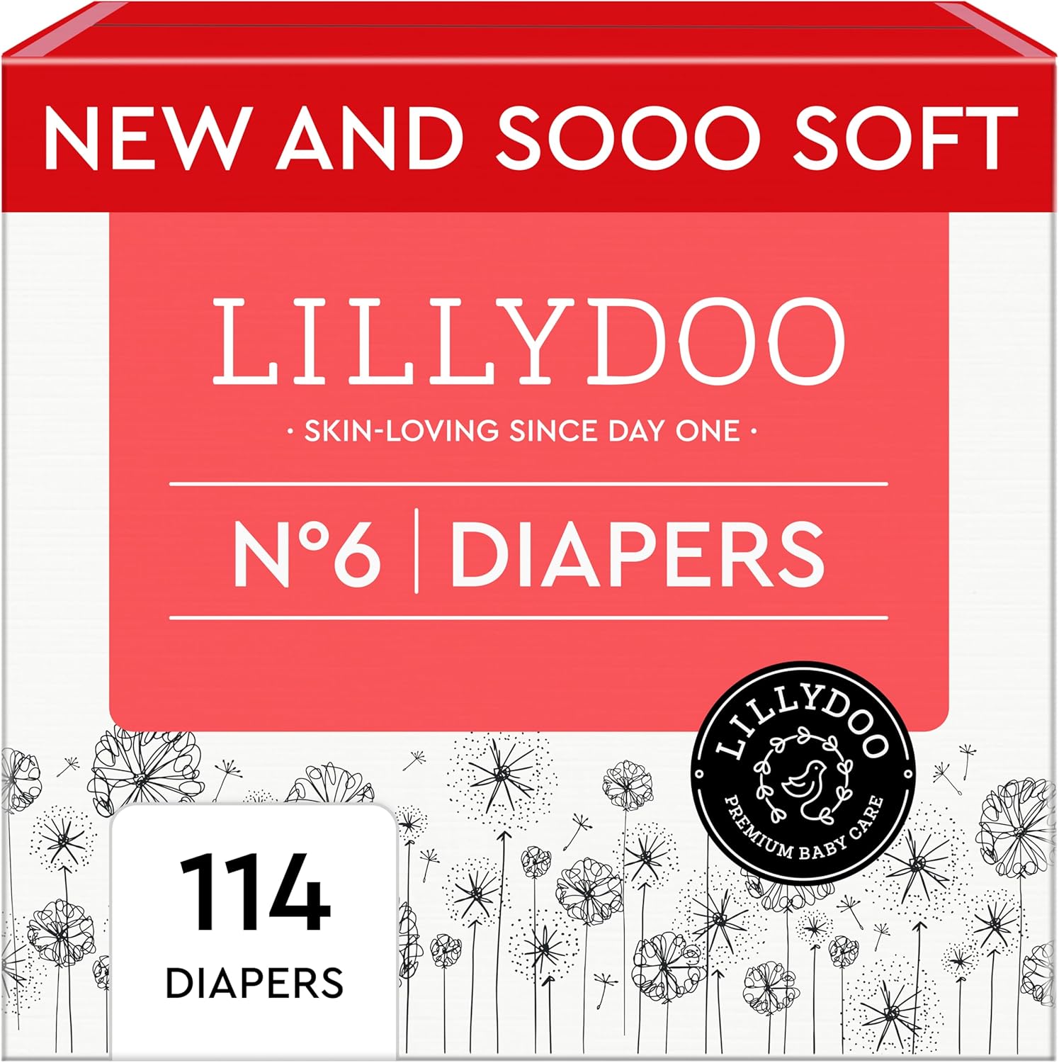 Baby Diapers - Size 6 (29+ lbs), Monthly Supply (114 Count), Leak Protection, Skin-Friendly