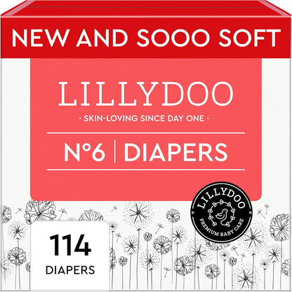 Baby Diapers - Size 6 (29+ lbs), Monthly Supply (114 Count), Leak Protection, Skin-Friendly