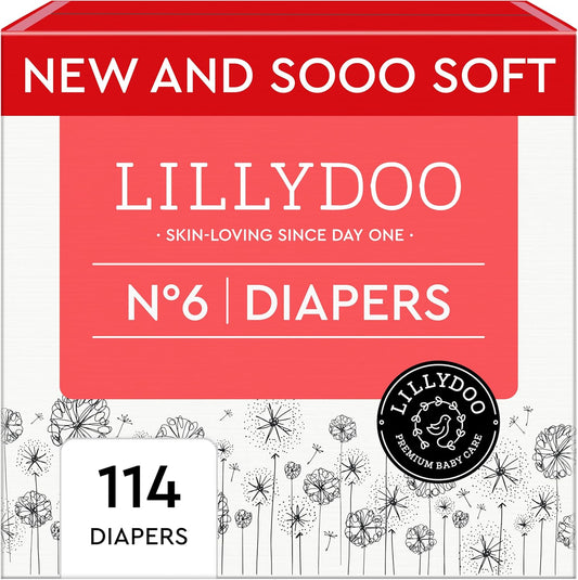 Baby Diapers - Size 6 (29+ lbs), Monthly Supply (114 Count), Leak Protection, Skin-Friendly