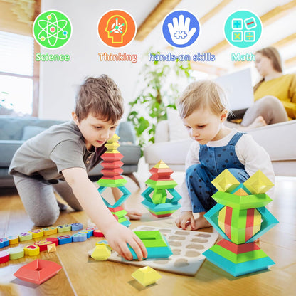 Montessori Toys for Ages 1-3 2-5 Toddlers Kids Baby,Pyramid Stacking Building Toys,3D Preschool