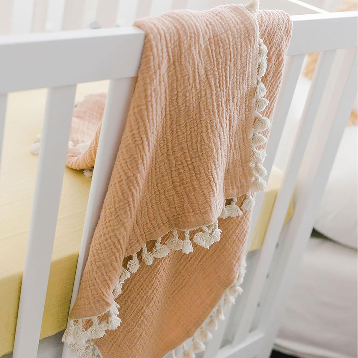 Crane Baby 6-Layer Quilt Muslin Swaddle Blanket, Soft Cotton Lightweight Nursery and Stroller