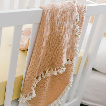 Crane Baby 6-Layer Quilt Muslin Swaddle Blanket, Soft Cotton Lightweight Nursery and Stroller