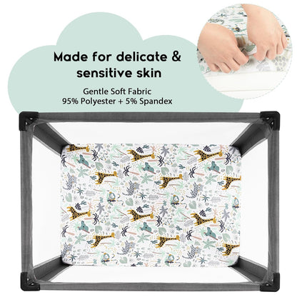 Yoofoss Pack and Play Sheets Fitted, Mini Crib Sheets 2-Pack for Pack N Play Mattress, Stretchy
