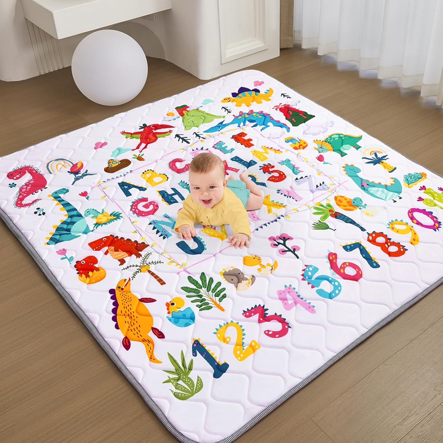 Baby Play Mat - Thicken 50x50 Inch Soft Foam Crawling Mat for Playpen & Floor, Non-Slip Waterproof