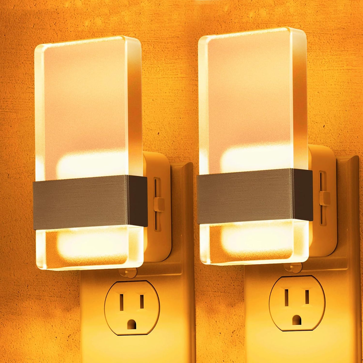 L LOHAS LED Night Light, Amber Night Lights Plug Into Wall, 2 Pack Dusk-to-Dawn Sensor Decorative