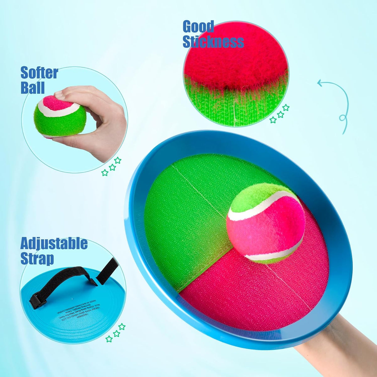 Toss and Catch Ball Set 6 Pack - Beach Toys Pool Toys Outdoor Games for Family Toddlers Kids Adults