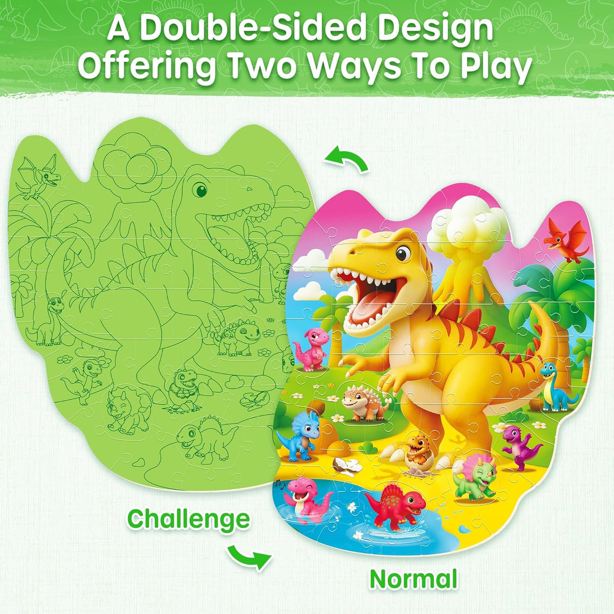 SYNARRY Dinosaur Floor Puzzles for Kids Ages 4-6, Large 45 Piece Floor Puzzles for Kids Ages 3-5
