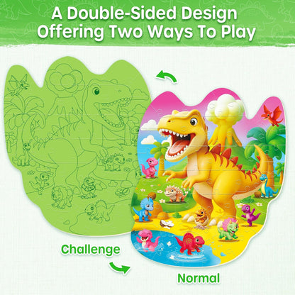 SYNARRY Dinosaur Floor Puzzles for Kids Ages 4-6, Large 45 Piece Floor Puzzles for Kids Ages 3-5