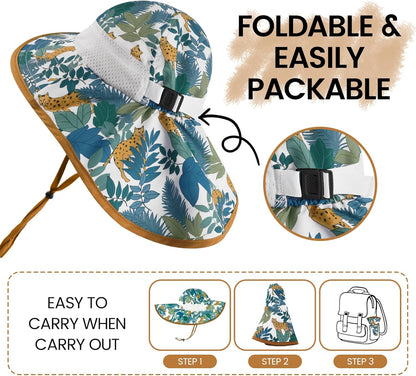 Baby Sun Hat with Neck Flap for Sun Protection Toddler Beach Hat UPF 50+ Outdoors 0-6 Years Boys