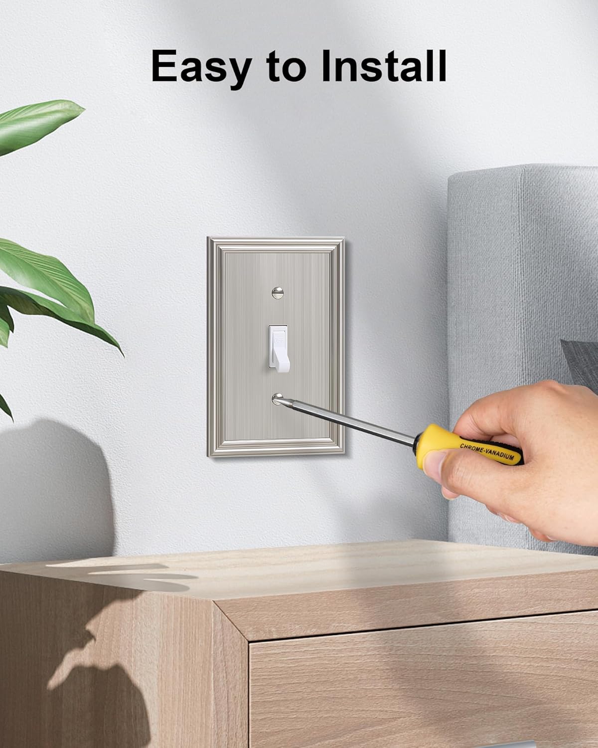 6-Pack Single Toggle Light Switch Cover Plate, Durable Solid Zinc Alloy Decorative Switch Plate