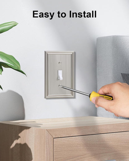 6-Pack Single Toggle Light Switch Cover Plate, Durable Solid Zinc Alloy Decorative Switch Plate