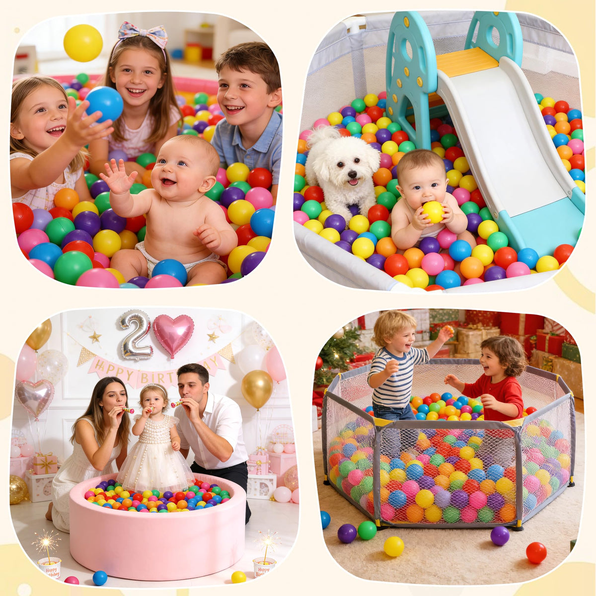 Hovenlay Ball Pit Balls Phthalate Free BPA Free Crush Proof Plastic - 7 Bright Colors in Reusable
