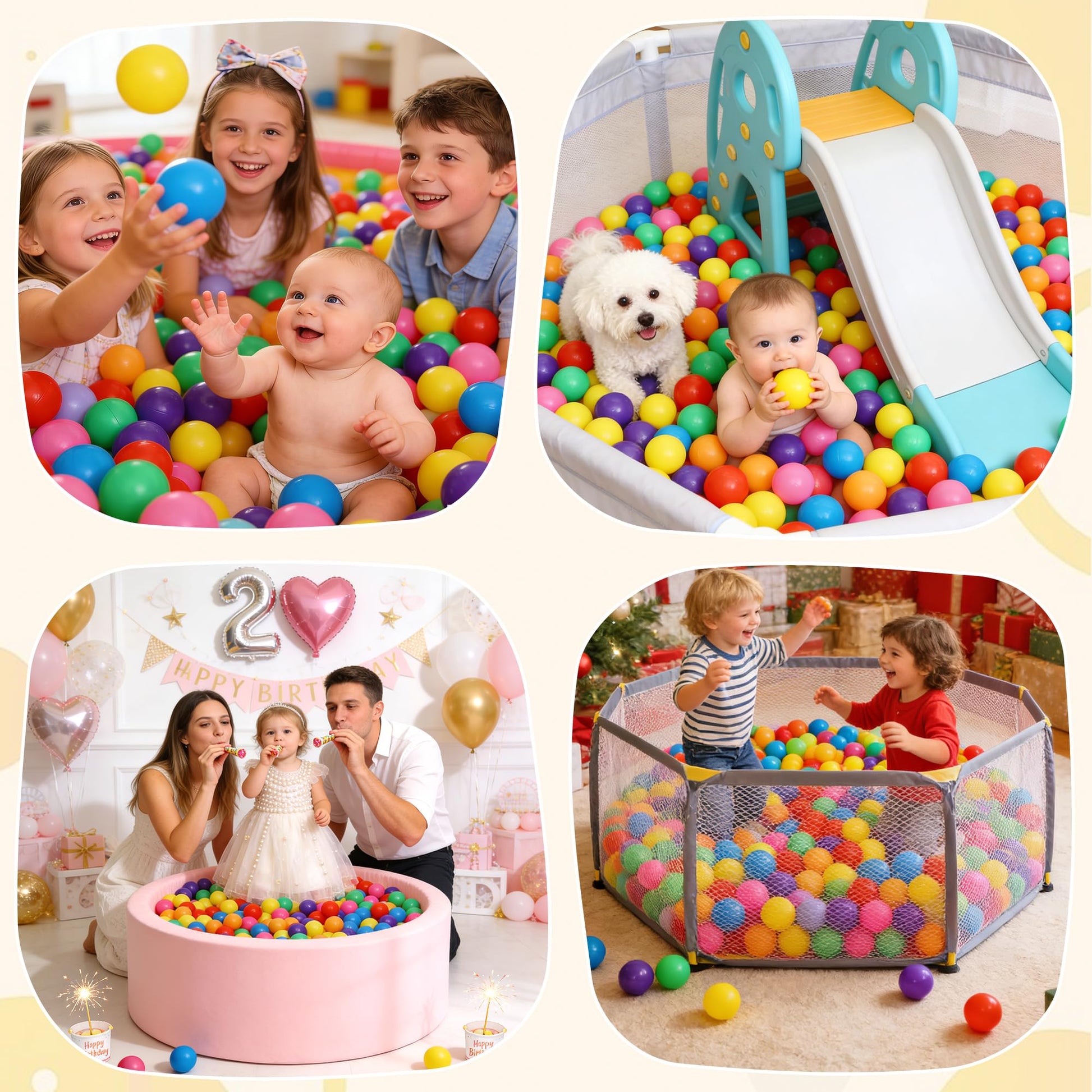 Hovenlay Ball Pit Balls Phthalate Free BPA Free Crush Proof Plastic - 7 Bright Colors in Reusable