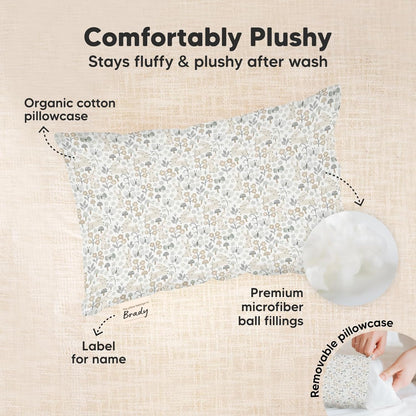 Mini Toddler Pillow with Pillowcase - 9x13 My Little Dreamy Travel Kids Pillow for Sleeping