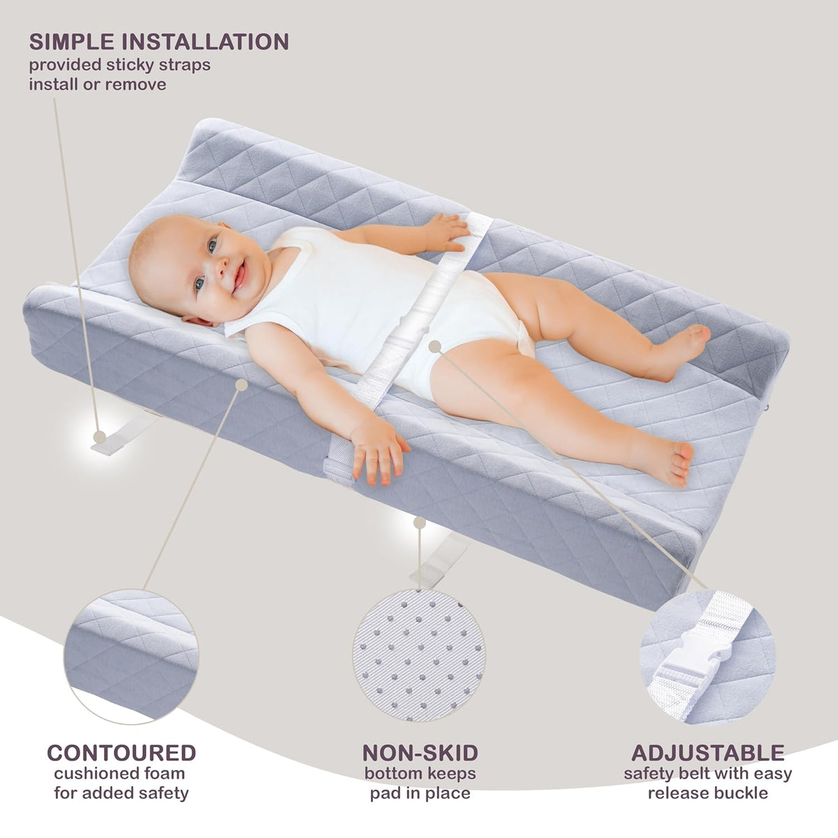 Organic Cotton Contoured Baby Changing Pad w/Waterproof Foam Mattress, Includes Soft, Removable &