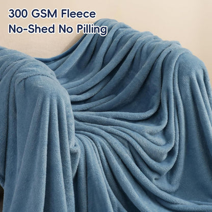 PHF Ultra Soft Fleece Blanket King Size, No Shed No Pilling Luxury Plush Cozy 300GSM Lightweight