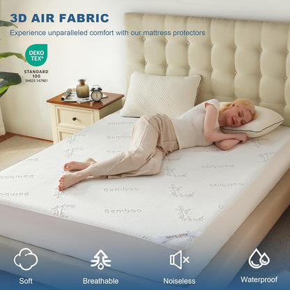 Waterproof Full Size Mattress Protector, Mattress Pad Fitted 6-15" Deep Pocket, 3D Air Fabric Soft