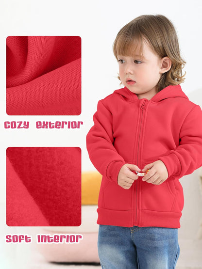 Cooraby 3 Pieces Baby and Toddler Girls Fleece Full-Zip Hoodies Lightweight Jacket with Pockets