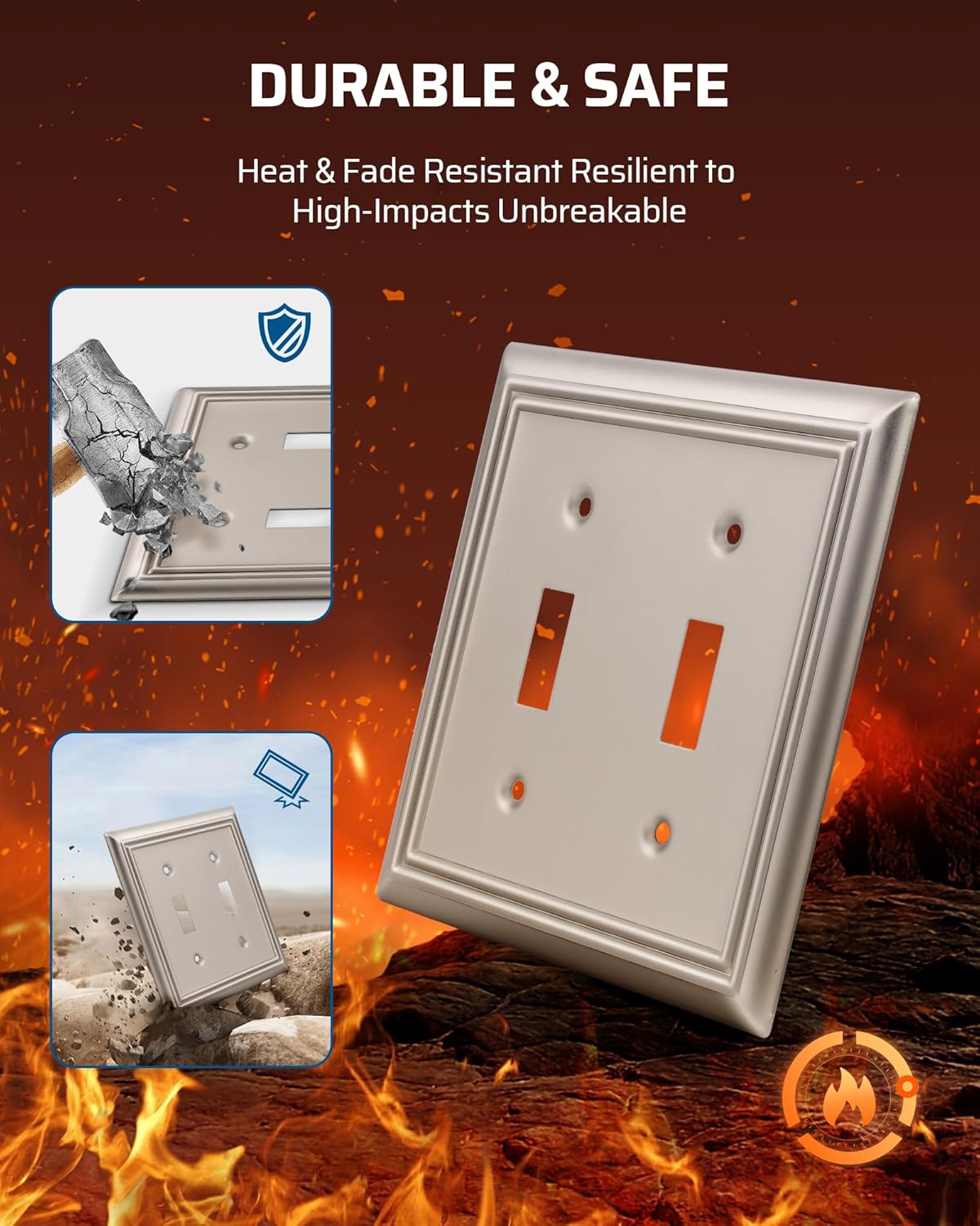 DEWENWILS Double Toggle Wallplates, Brushed Nickel Light Switch Covers, Heavy Duty Matel Material