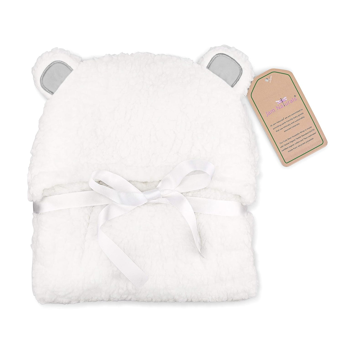 Jam Naturals-Cute Bear Organic Newborn Swaddle Wrap-Gender Neutral Soft Plush Receiving Blanket