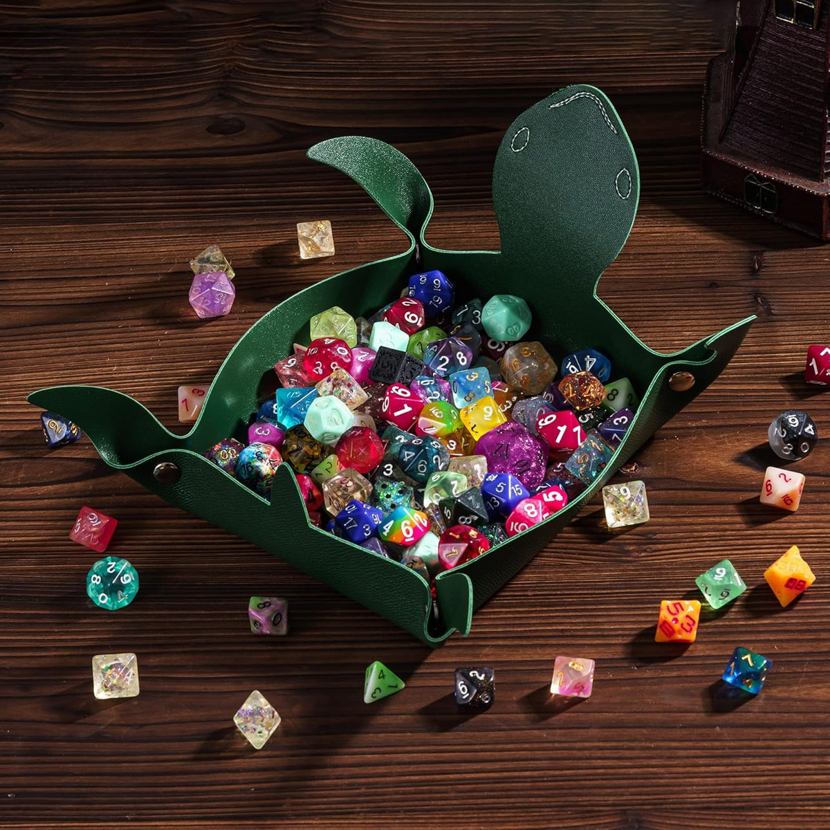 DND Dice Rolling Tray, Portable Dice Tray Unique Turtle Shape Dice Storage Organizer D&D Gift for