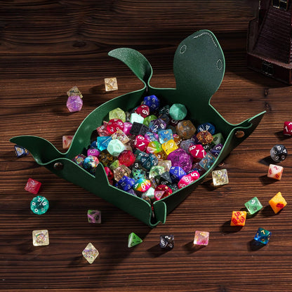 DND Dice Rolling Tray, Portable Dice Tray Unique Turtle Shape Dice Storage Organizer D&D Gift for