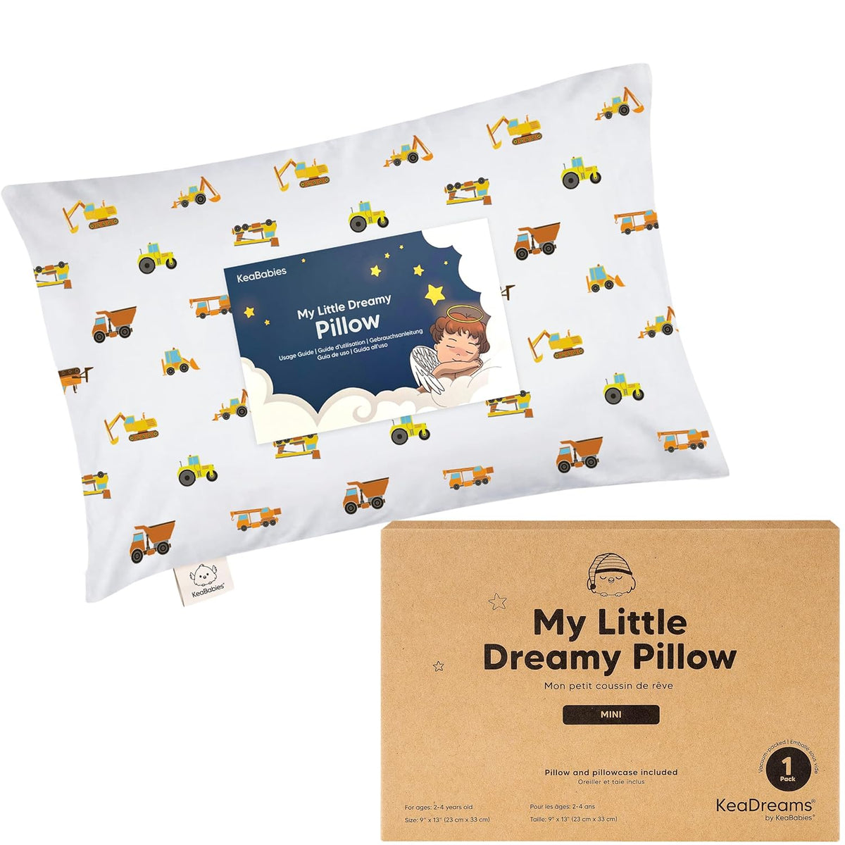 Mini Toddler Pillow with Pillowcase - 9x13 My Little Dreamy Travel Kids Pillow for Sleeping