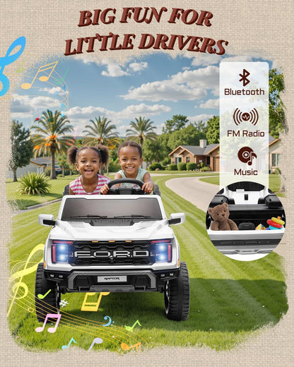 24V Kids Ride On Truck, Licensed Ford F-150 Raptor 2 Seater Electric Car w/Remote Control, Toddler