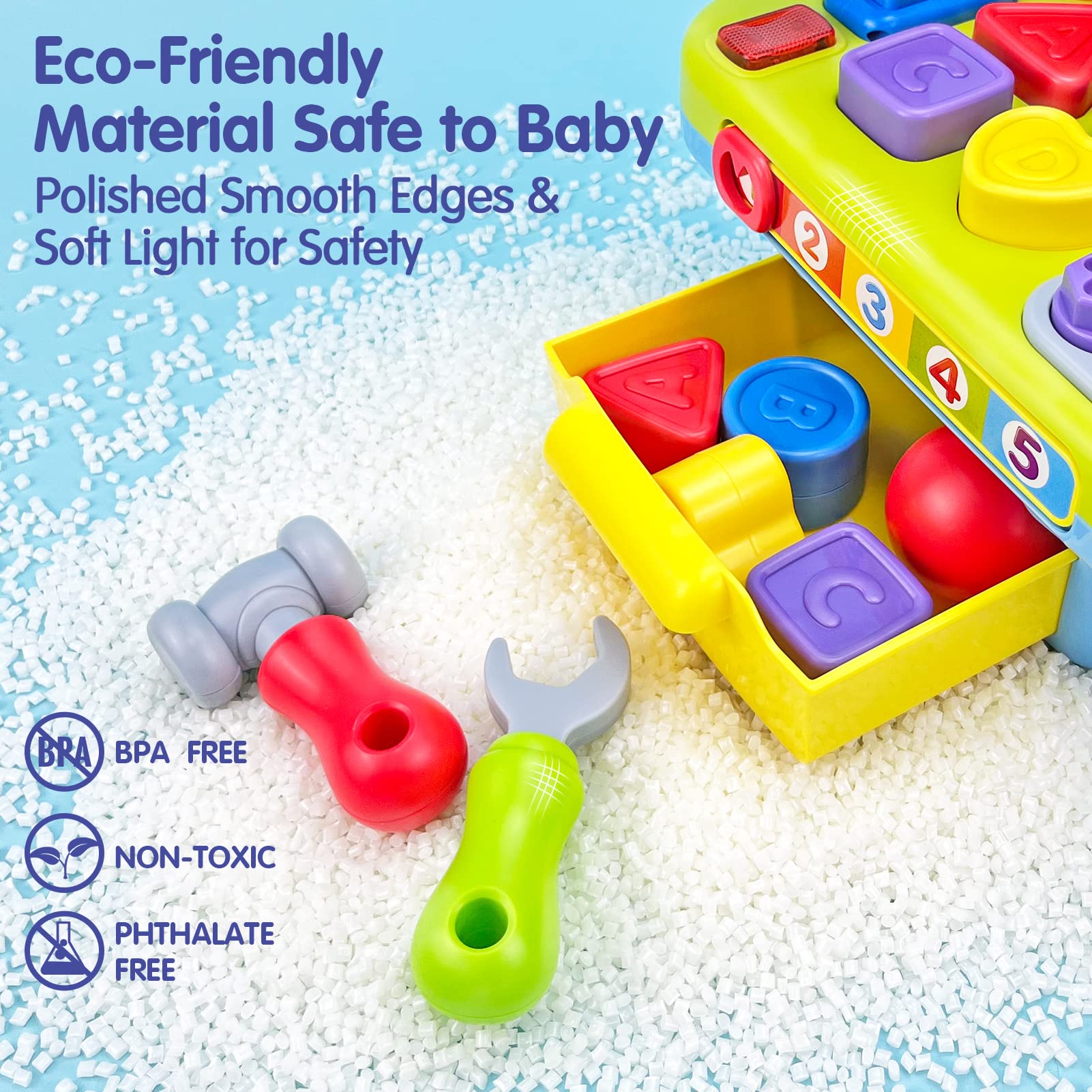SunnyPal Toys for 1 Year Old Boy Birthday Gift, 9 in 1 Multifunction Music Workbench Learning Toy