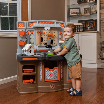 Step2 Big Builders Pro Workshop for Kids, Indoor/Outdoor Tool Bench for Children, Interactive Play