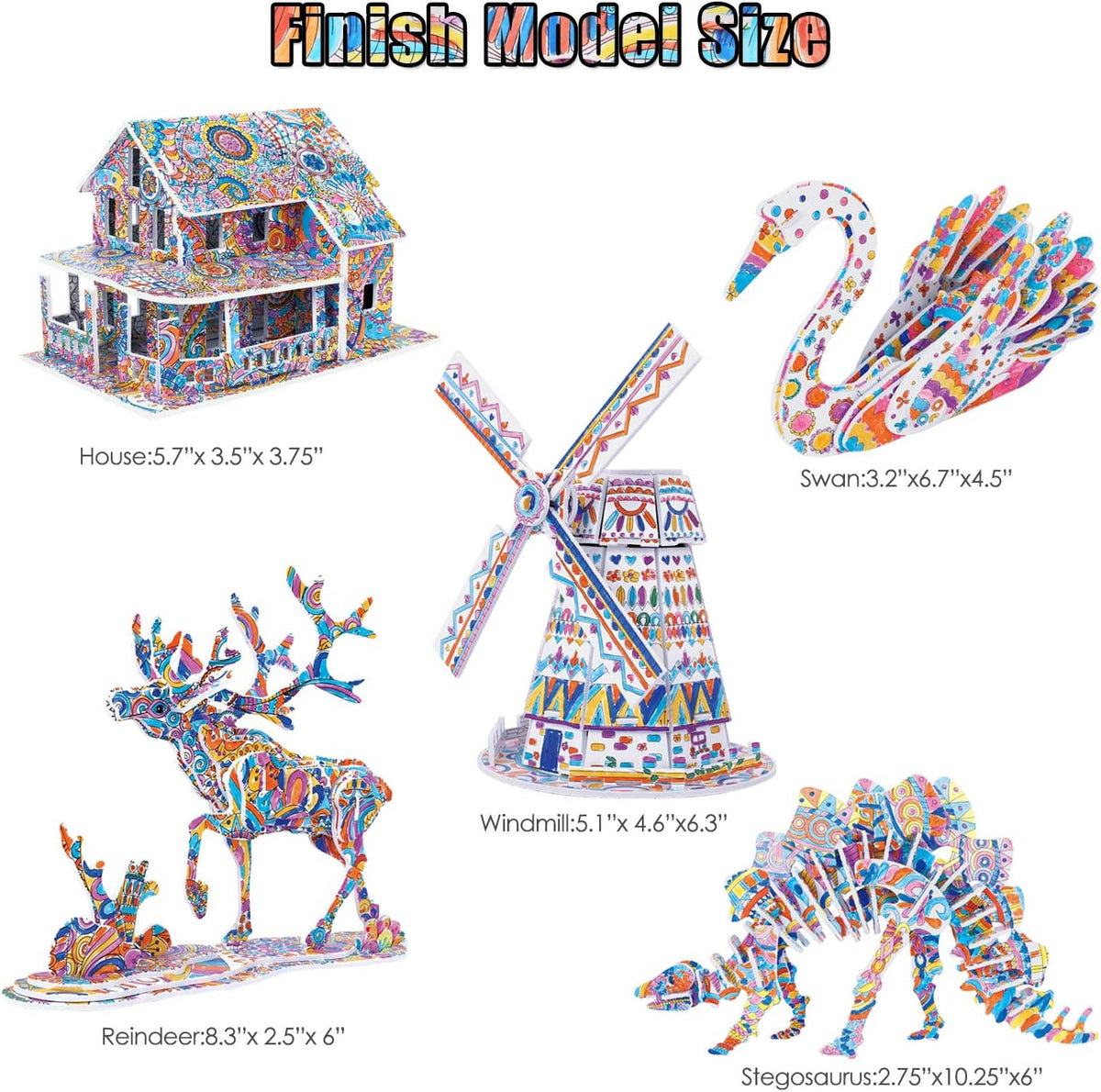 BEARUN 3D Coloring Puzzle Set, Arts and Crafts for Girls and Boys Age 6 7 8 9 10 11 12 Year Old