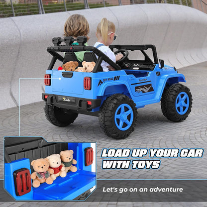 Hikole 24V Kids Ride on Car - 2 Seater, 4WD/2WD Switch, 4x200W Motor, Remote Control, 3 Speeds, LED