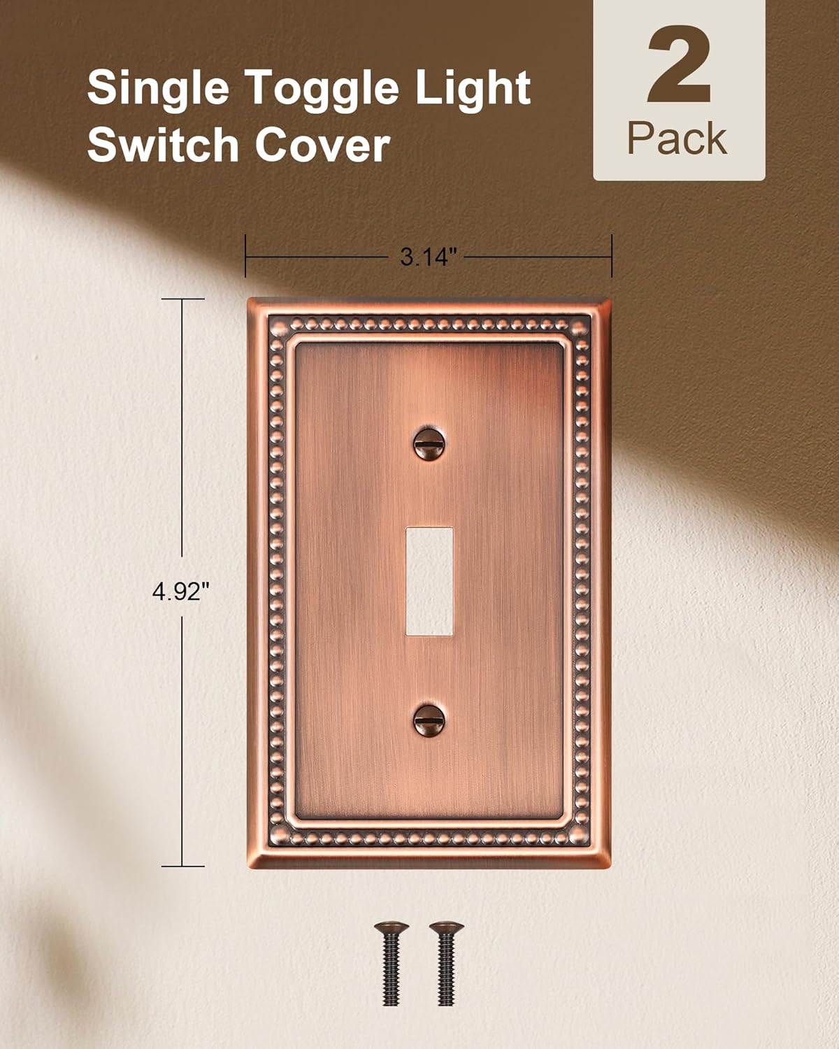 2-Pack Single Toggle Light Switch Cover Plate, Pearls Decorative Switch Plate Covers, Antique