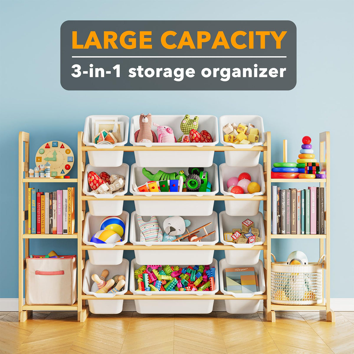 SpaceAid Toy Storage Organizer with 6 Shelves and 12 Bins, Bookshelf/Bookcase, Kids Bin Shelf, Toys