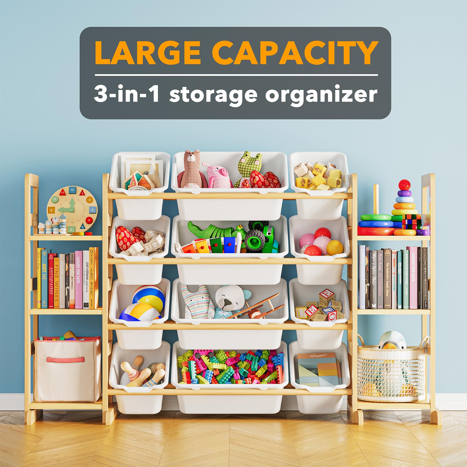 SpaceAid Toy Storage Organizer with 6 Shelves and 12 Bins, Bookshelf/Bookcase, Kids Bin Shelf, Toys