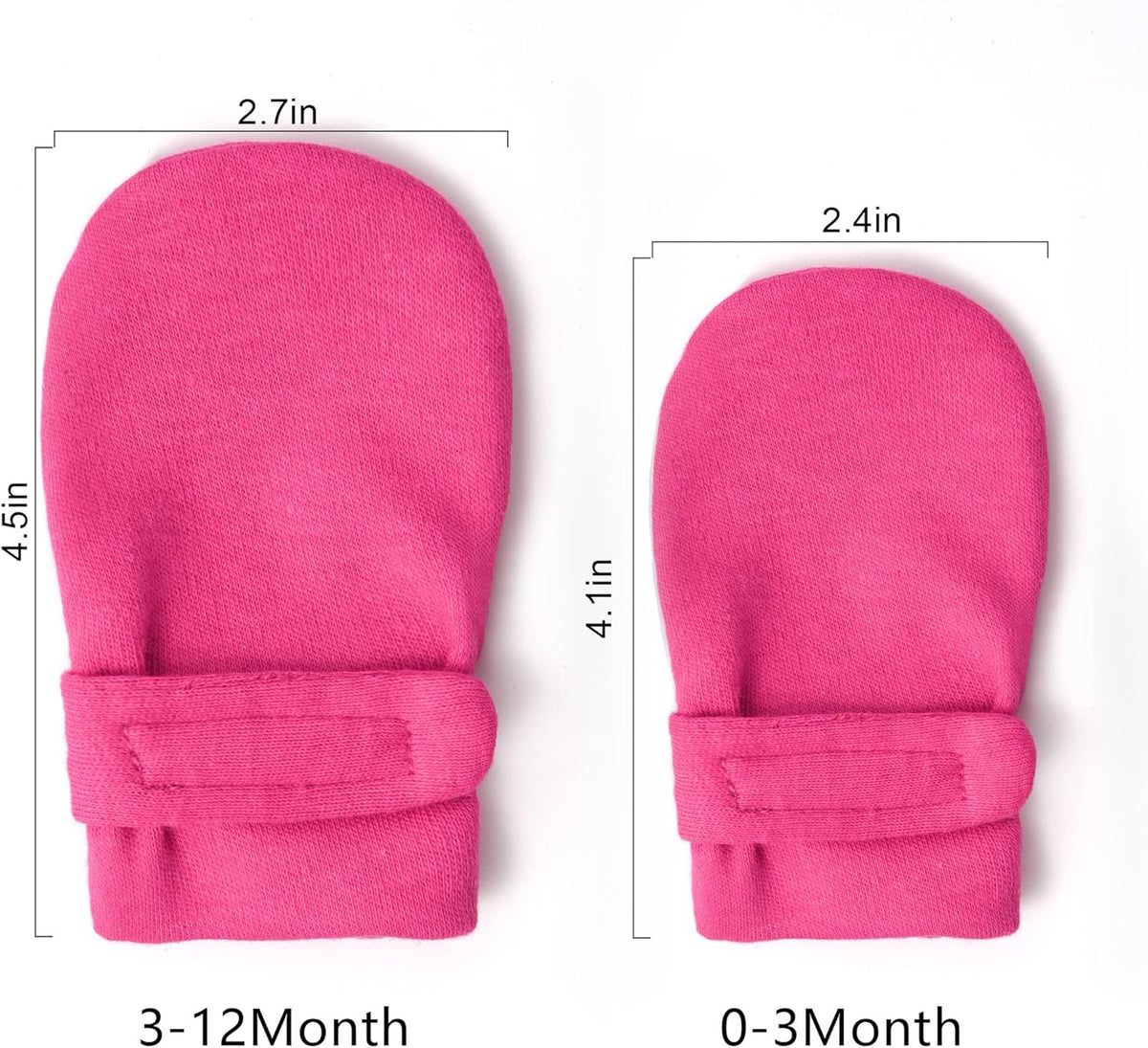Newborn Baby No Scratch Mittens Stay On, 100% Cotton Breathable, Adjustable Infant Gloves for Baby