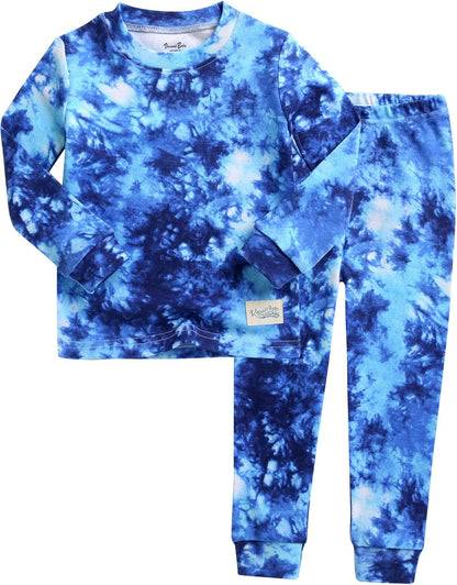 VAENAIT BABY 12M-12Y Toddler Kids Boys Girls 100% Cotton Marbling Tiedye Sung Fit Sleepwear Pajamas