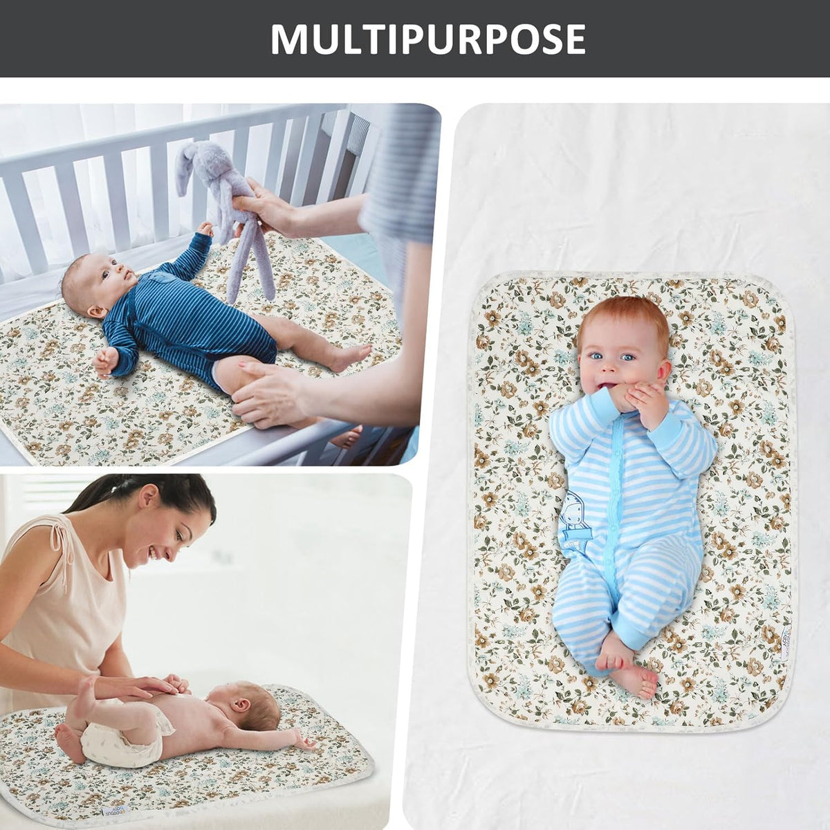 Baby Diaper Changing Pad, 21 5/8" x 31.5" Waterproof Changing Pad Liners - Reusable Soft and