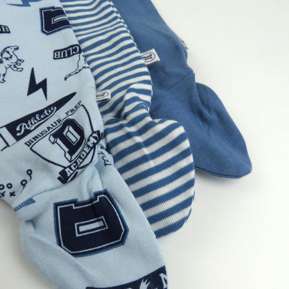 HonestBaby 3-pack Footed Pants Roomy Fit Pull on Bottoms 100% Organic Cotton for Infant Baby Boys