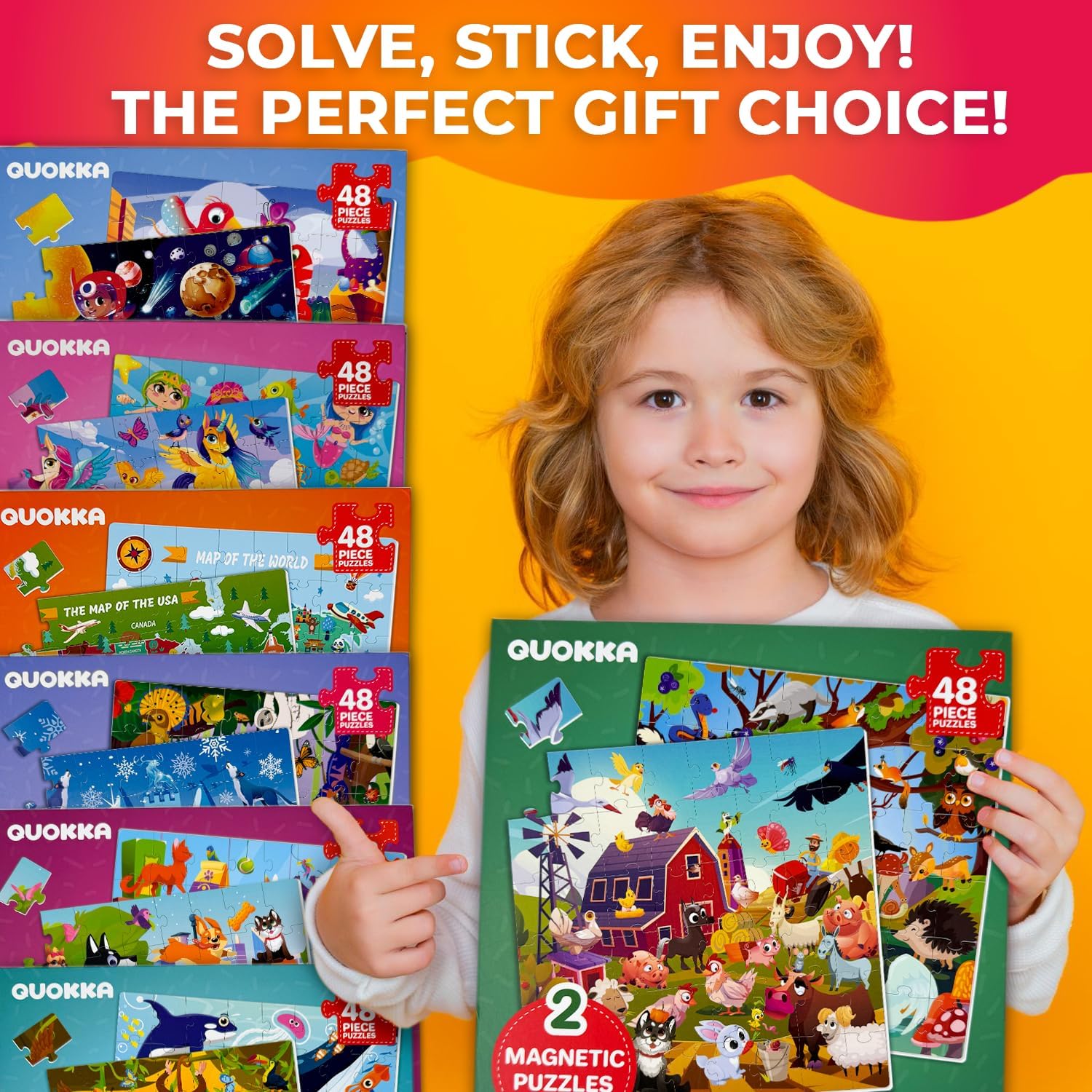 QUOKKA Magnetic Puzzles for Kids Ages 3-5 - 2x48 Travel Puzzles Games for Toddlers 3-4 Years Old