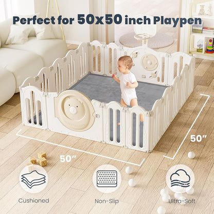 ACOMOPACK Baby Play Mat for Floor 1.3" Thick Memory Foam 50x50 Soft Velvet Playpen Mat for
