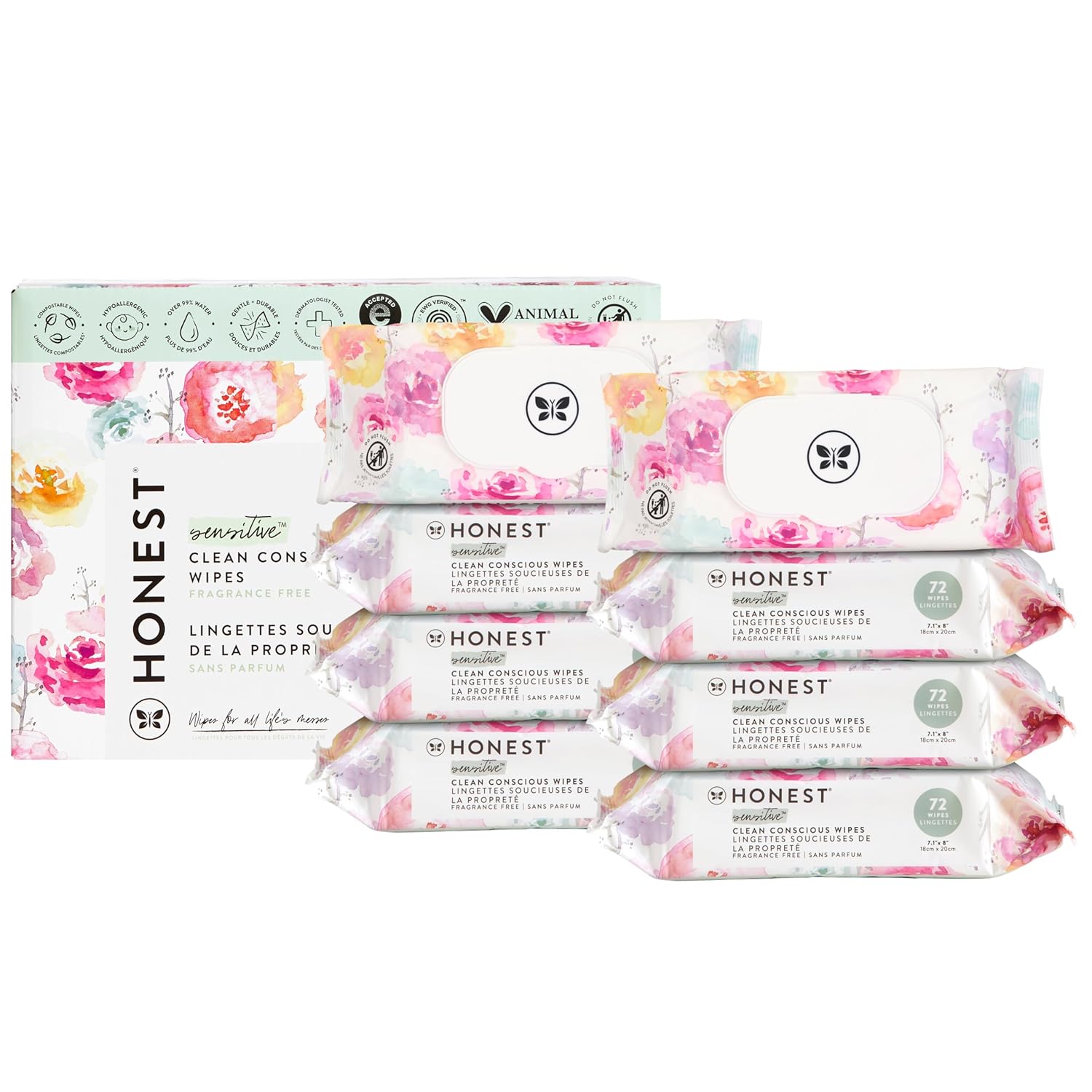 The Honest Company Clean Conscious Multi-Use Wipes | Hypoallergenic + Unscented for Sensitive Skin