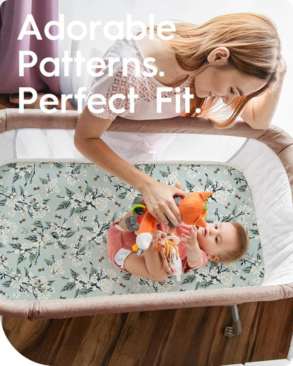 Graco Pack and Play Sheets Fitted, TotBasic Ultra Soft Mini Crib Sheets Boy, Neutral Pack N Play