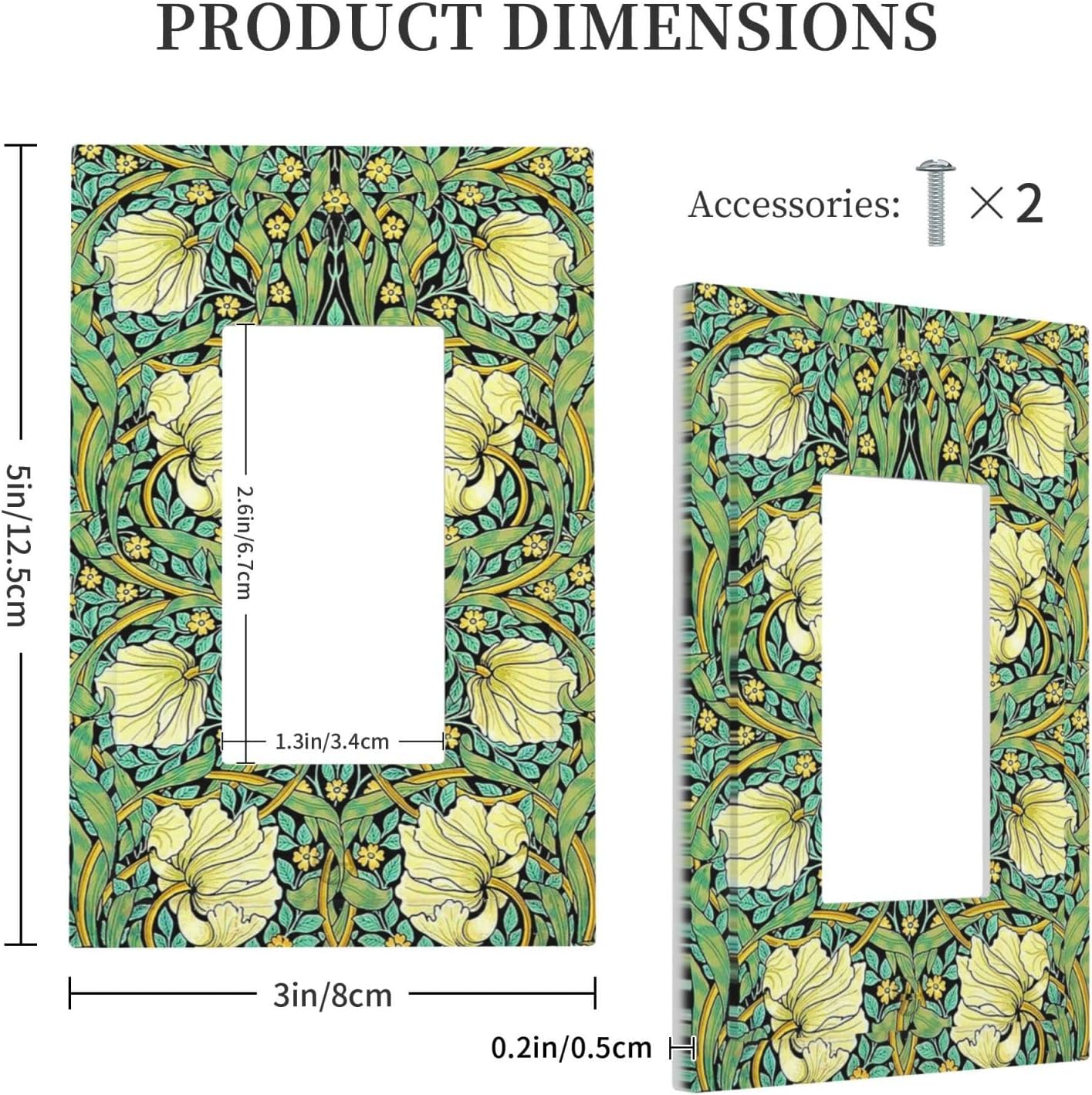 Decorative Outlet Covers William Morris Vintage Floral Yellow Flowers Green Leaf 1 Gang Single