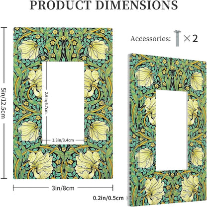 Decorative Outlet Covers William Morris Vintage Floral Yellow Flowers Green Leaf 1 Gang Single