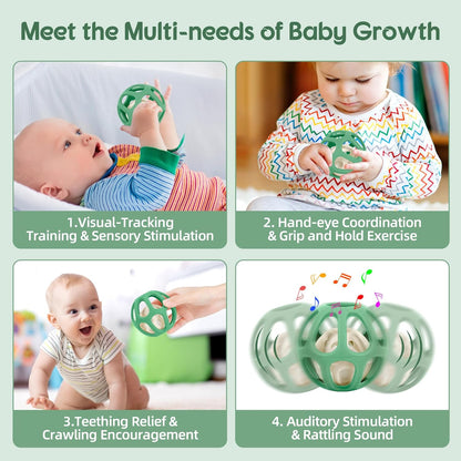 MCGMITT Baby Montessori Sensory Toys for 0-6 6-12 Months, Easy Grasp Food Grade Stretchy Silicone