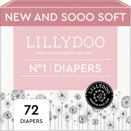 Baby Diapers - Size 1 (4-11 lbs), Half-Monthly Supply (72 Count), Leak Protection, Skin-Friendly
