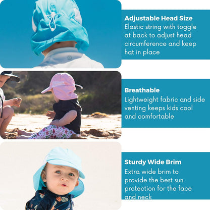 SwimZip Sun Hat with Neck Flap | UPF 50+ Protection for Baby, Toddler, and Kids